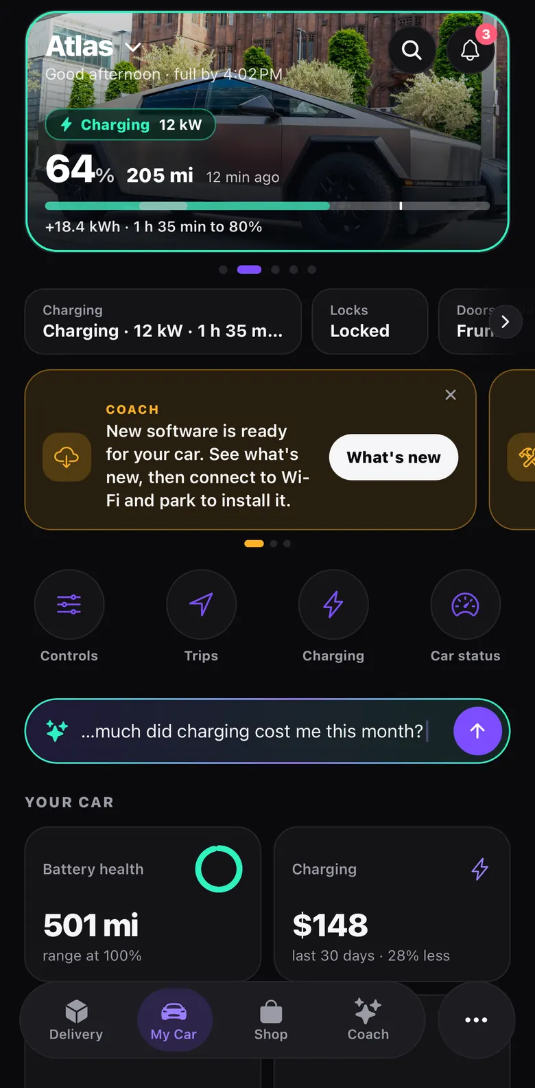 My Car while charging at 12 kilowatts