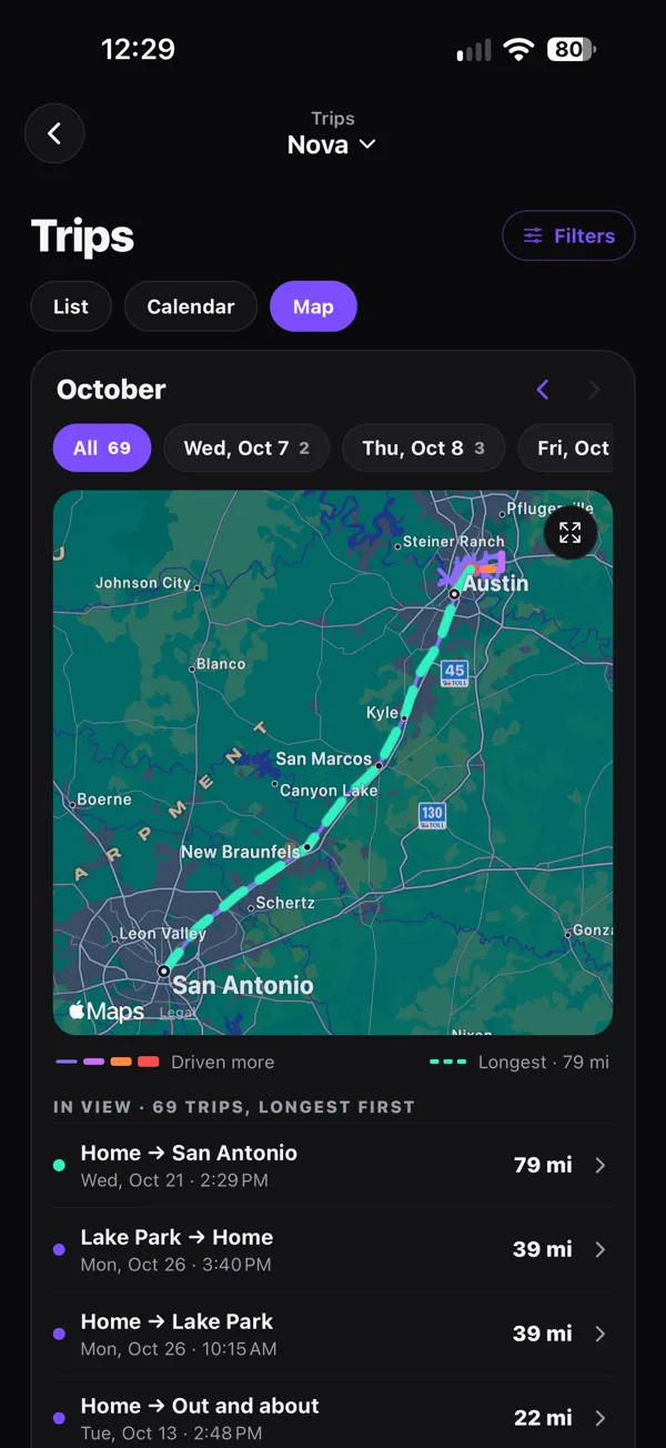 VoltCoach trips map